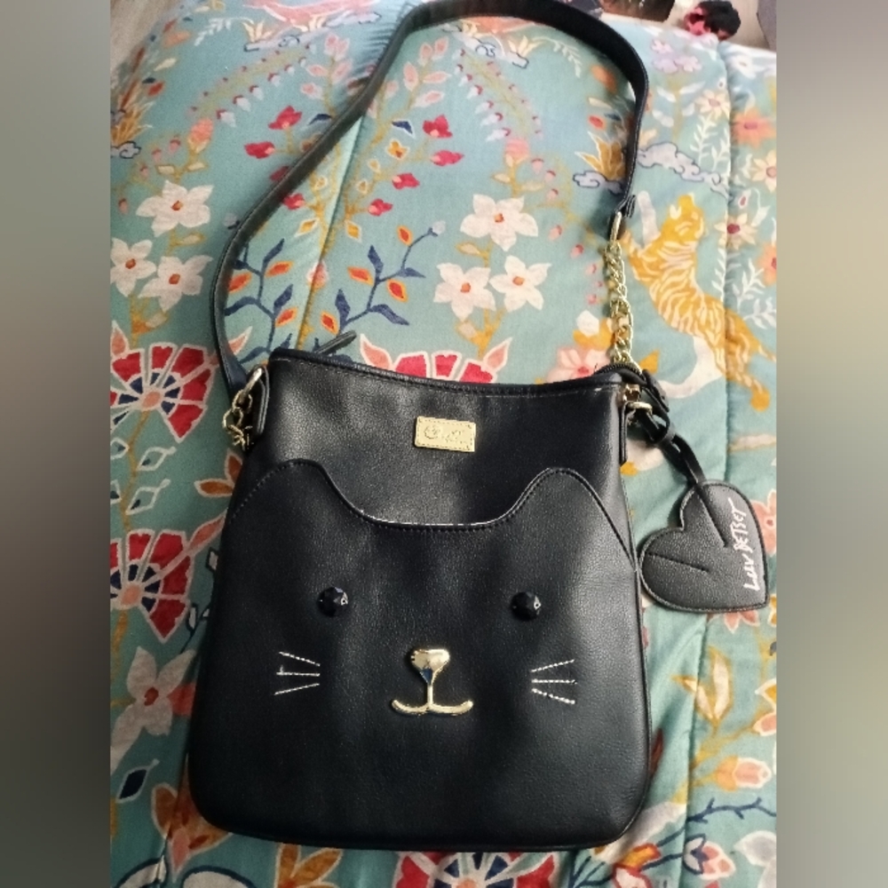 Betsey Johnson Black Satchel Cat Purse